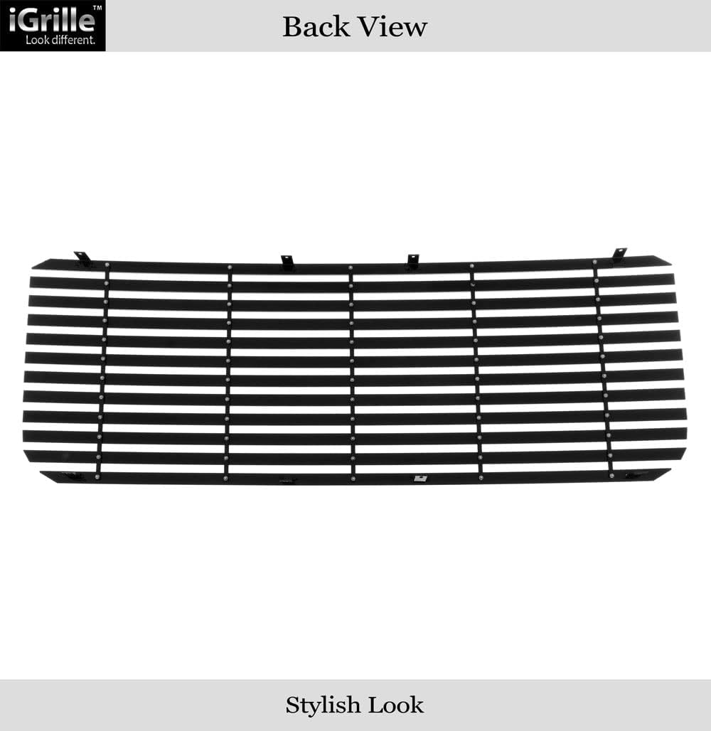 APS Premium Aluminum Black Rivet Studs Wide Billet Grille Grill Insert Compatible with GMC Sierra 2500 3500 2015 2016 2017 2018 2019 Main Upper N19-U52368G