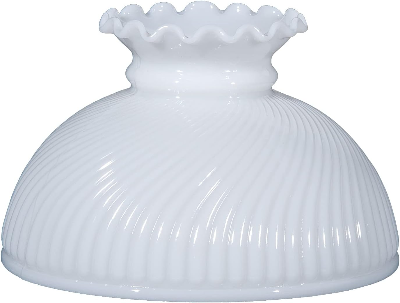 B&P Lamp® 10' Opal White Swirl Ribbed Student Lamp Shade with Crimped Top