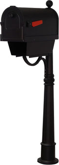 Special Lite Savannah Curbside Mailbox with Paper Tube with Ashland Post - Black Aluminum Mailbox with Post - SCS2014-SPK600-BLK