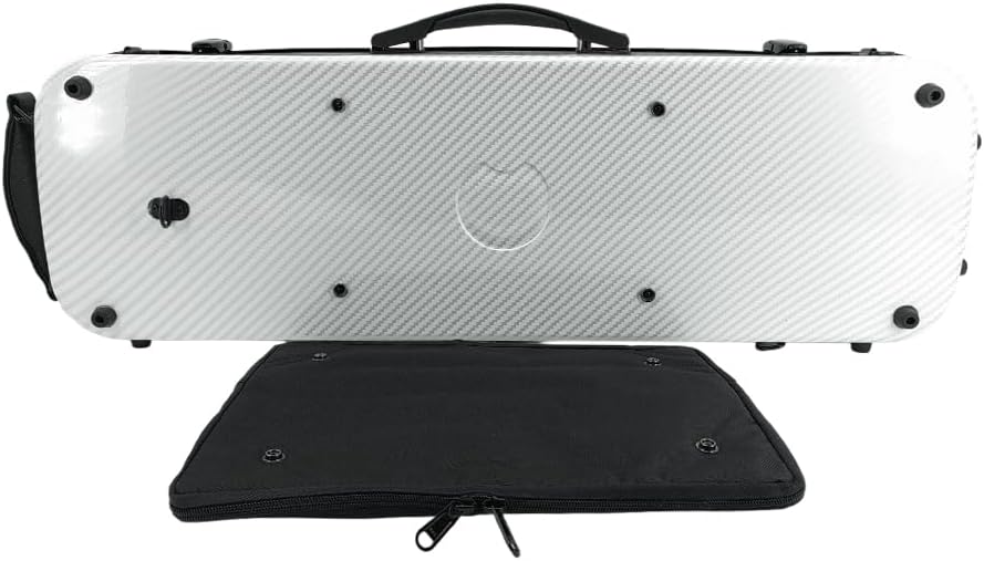 Violin Case 4/4 Full Size Carbon Fiber Material Includes Music Sheet Bag and Strap Lightweight Violin Case Ideal for Travel (White)
