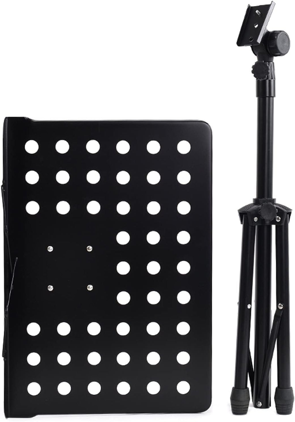 2 in 1 Dual-Use Folding Sheet Music Stand, Music Clip Holder Music Holder,with Waterproof Carrying Bag, for Violin Orchestra Conductor,Black，Black