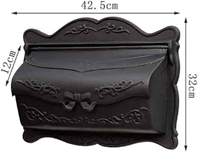 Letterboxes Mailbox Retro Cast Aluminum Villa Postbox Wall Mounted Outdoor Rain Thickened Lockable Letter Box (Black) (Black)