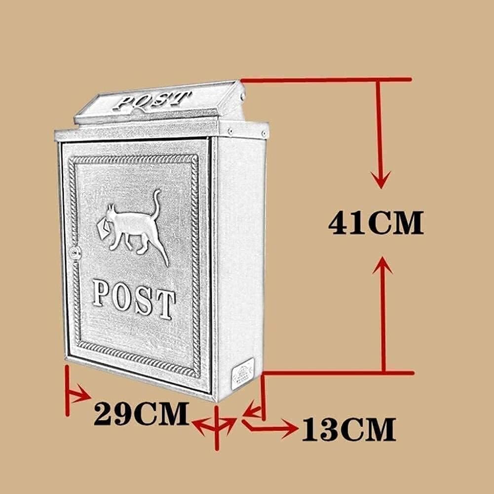 Suggestion Box Safe Lock Box Ballot Box Donation Box Mailbox Wall Mounted with Lock Retro Vintage European Aluminum Mail Box Post Box Secure