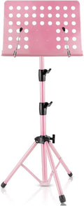 Music Stands Sheet Music Stand Folding, Portable Adjustable Music Stand for Guitar Players, Violin Players, Metal Tripod Stand, Music Clip Holder Musical Instruments(Pink)