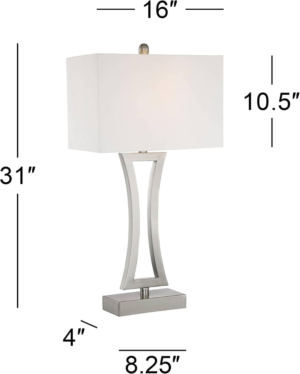 360 Lighting Roxie Modern 3-Way Table Lamps 31' Tall Set of 2 with Dimmers Brushed Nickel Off White Fabric Rectangular Shade for Bedroom Living Room House Bedside Nightstand Home