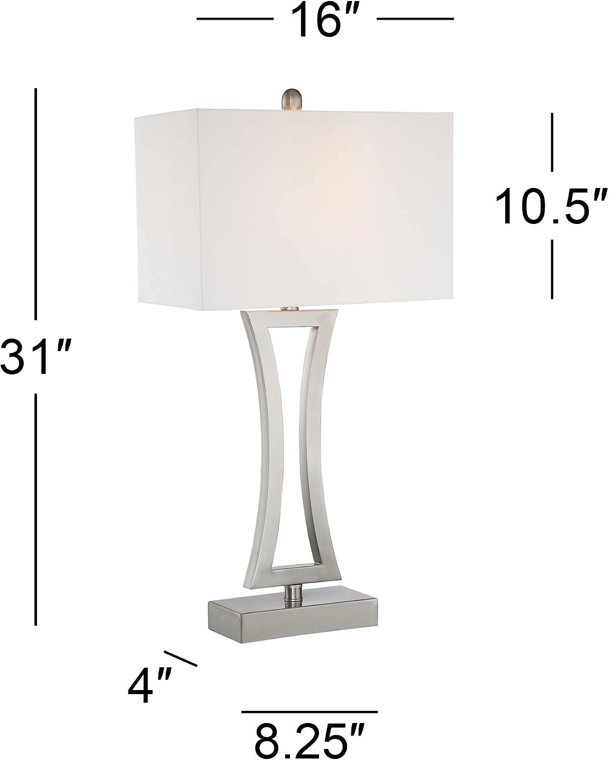 360 Lighting Roxie Modern 3-Way Table Lamps 31' Tall Set of 2 with Dimmers Brushed Nickel Off White Fabric Rectangular Shade for Bedroom Living Room House Bedside Nightstand Home