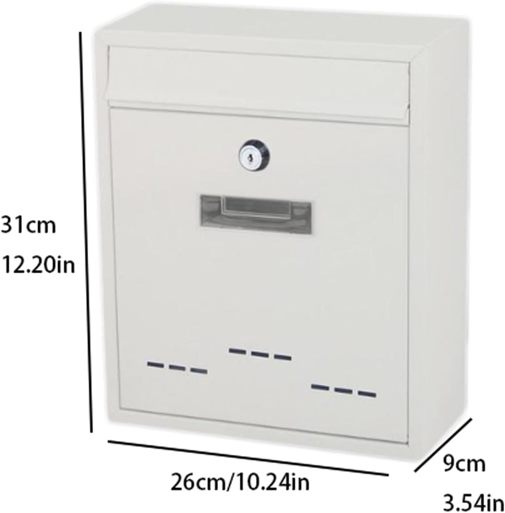 Post Box, Wall Mounted Letterbox, Letter Boxletterbox Wall Mount Mailbox Large Lockable Outdoor Metal Mail Box Post Letter Letter Box For Door Home Decorative Office Safe Mailbox mailbox ( Color : Whi