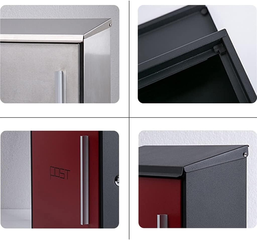Suggestion Box Business Drop Boxes Donation Box Simple Mailbox Made of Stainless Steel Outdoor Wall-Mounted Postbox in 3 (Color : Red, Size : 36.5 * 9.6 * 37cm)