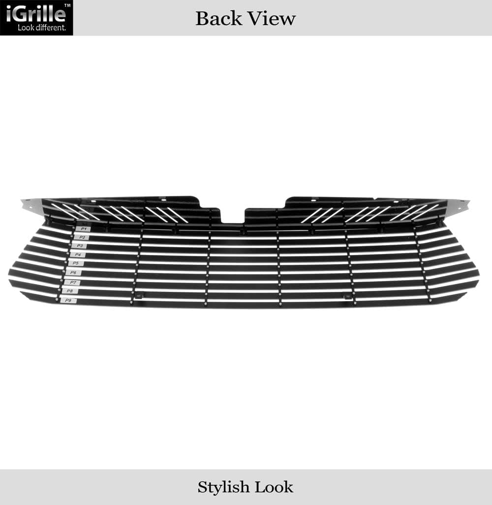 APS Premium Aluminum Black Rivet Studs Wide Billet Grille Grill Insert Compatible with Toyota Tundra 2014 2015 2016 2017 Main Upper N19-W58958T