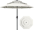 ABCCANOPY 3-Tiers 11FT Solar Patio Umbrella, Outdoor Umbrella with 32 LED Lights for for Deck, Pool, Garden, Backyard (Light Beige)