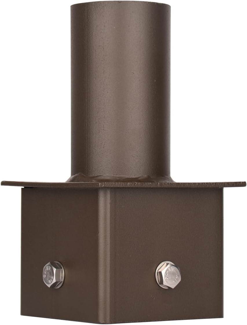 6 Inch Square Pole Tenon Adapter, Steel Post Bracket Inner Fit Convert to Round 2-3/8' Slip Fitter Vertical Tenon for Outdoor Parking Lot LED Shoebox Light Bronze 6 Pack