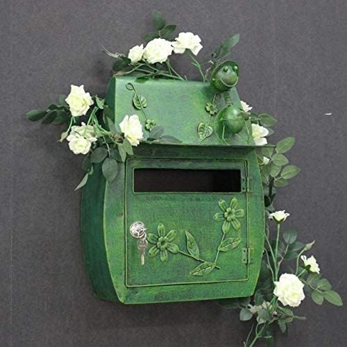 Cast Iron Flower Mailbox Embossed Trim Decor Look Home Garden Decorative Wall Metal Mail Post Box