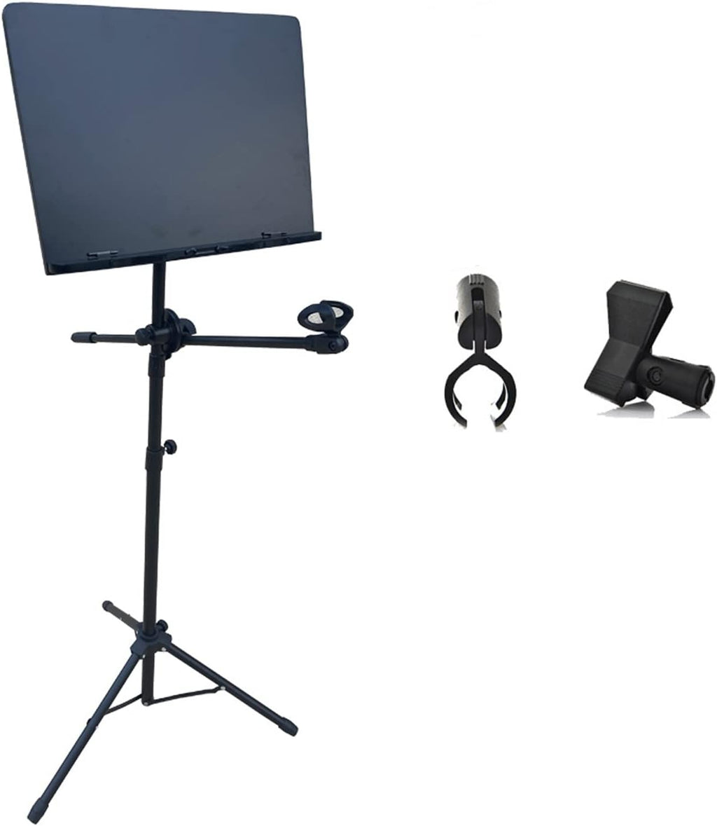 Music Document Stand, Portable Lightweight Music Stand, Music Accessories, Including A Carrying Bag, Adjustable In Angle And Height, Sheet Music Stand With Violin Hanger (Black 11*16*30in)