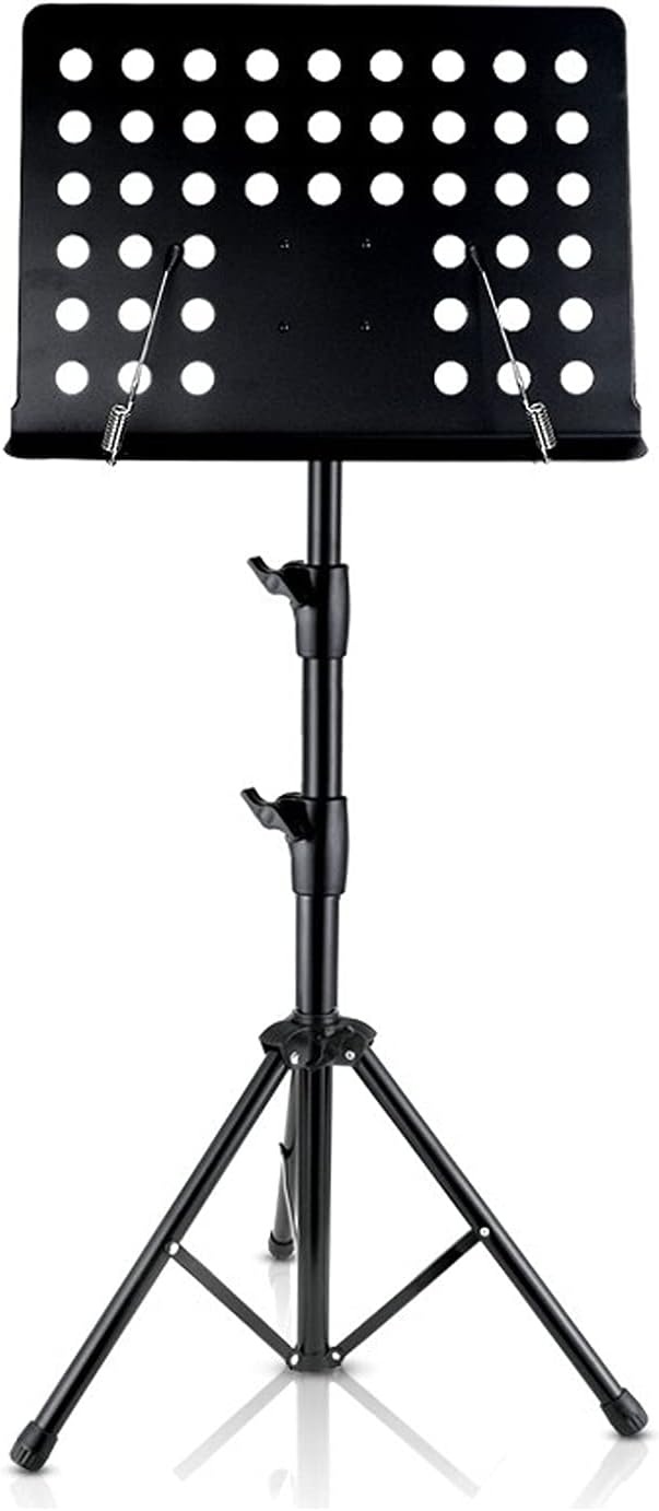 Music Stand Sheet Music Stand Folding Portable Adjustable Music Stand for Guitar Players Violin Players Metal Tripod Stand Music Clip Holder Book Stand (Color : Black)