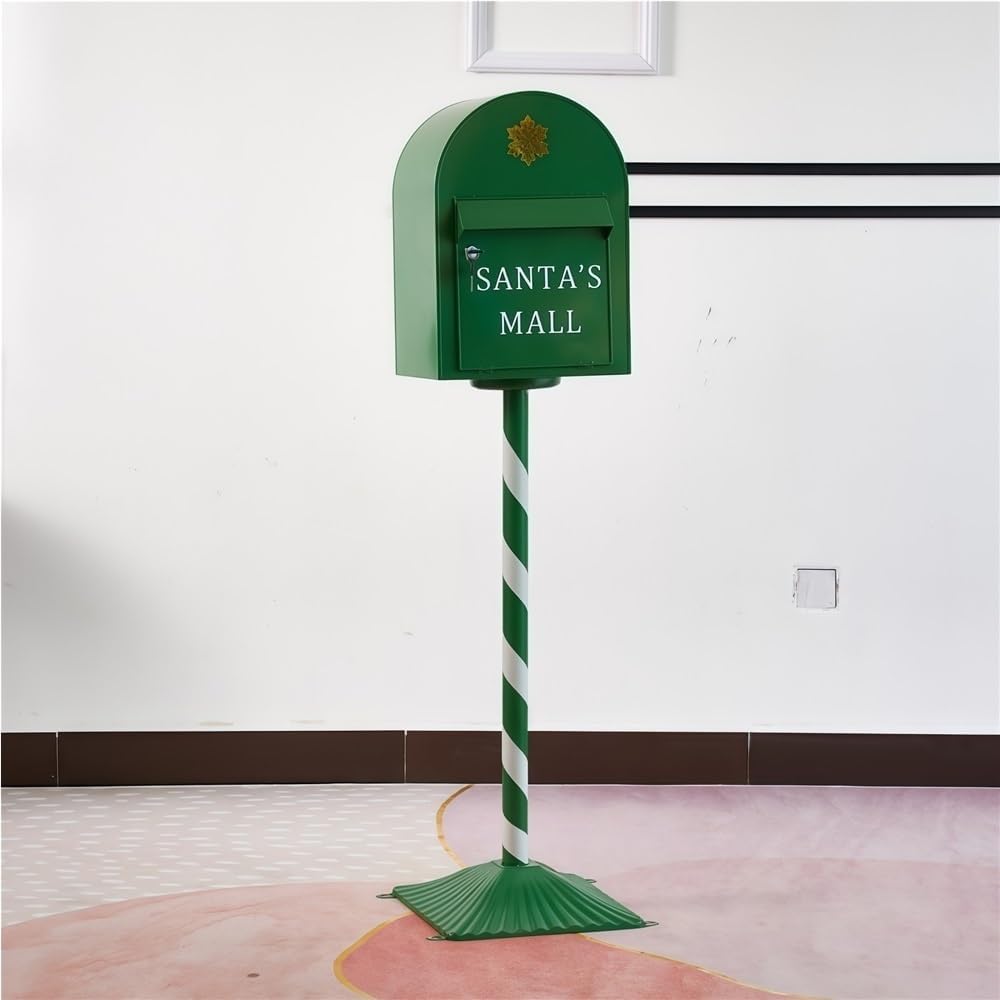 Outdoor Standing Metal Mailbox with Lock, Mail Box with Flip-Down Door, Large Capacity Mailboxes for House, Yard, Garden(Green)