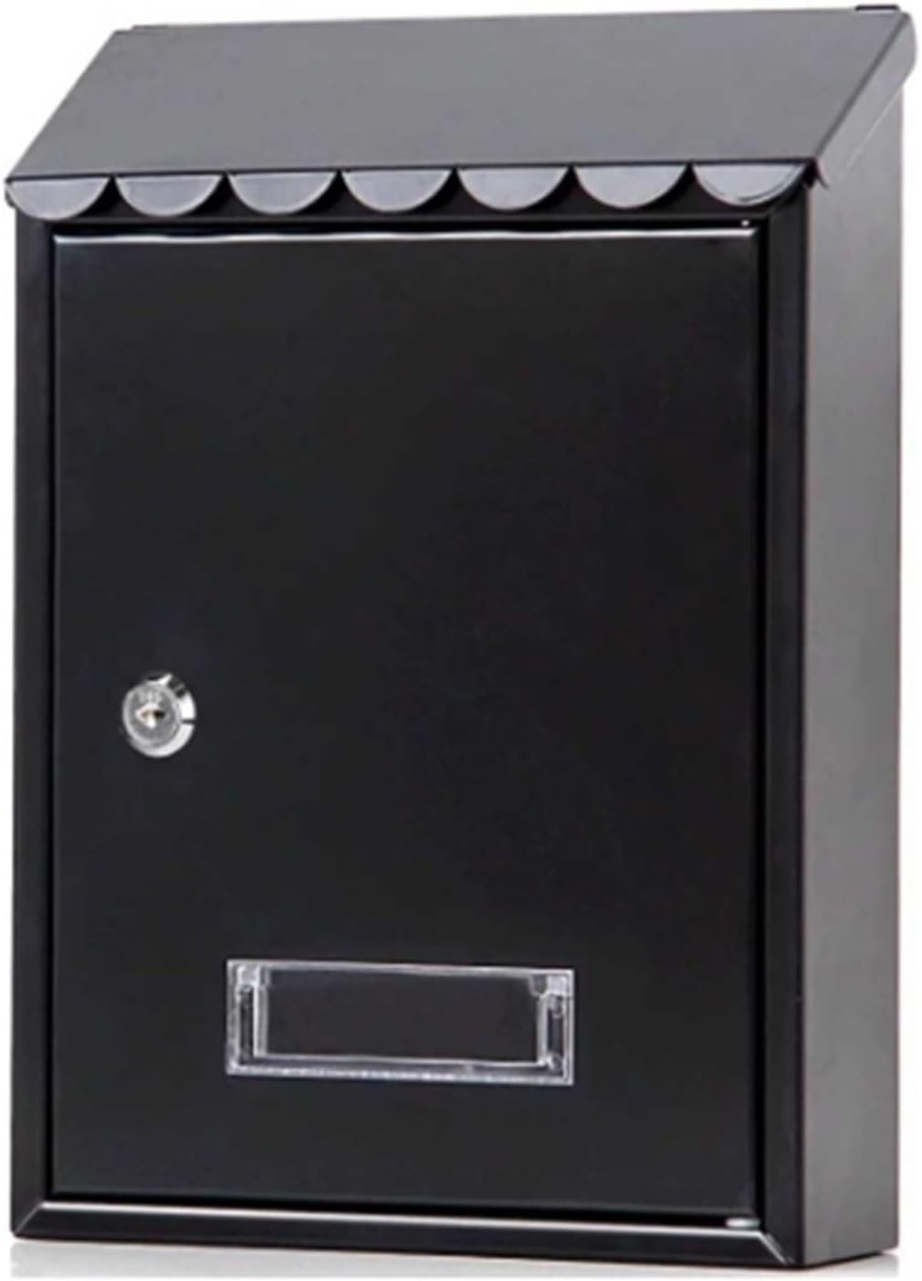 Metal Mailbox Wall Mount Letter Delivery Box Lockable Post Office Box Hanging Curbside Mailbox Water Baffle Storage Letterbox(Nero)