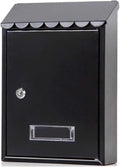 Metal Mailbox Wall Mount Letter Delivery Box Lockable Post Office Box Hanging Curbside Mailbox Water Baffle Storage Letterbox(Nero)