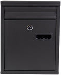 Mailbox Wall Mount Drop Box Metal Letter Delivery Box Lockable Post Office Box with Key Outdoor Curbside Mailbox Hanging Box(Black)
