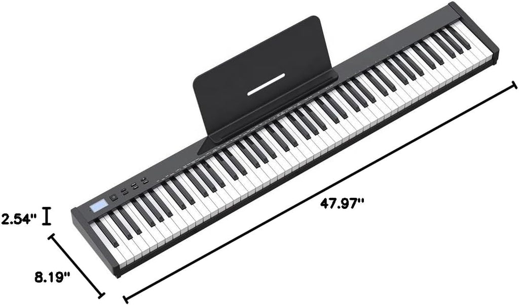 NikoMaku Semi-weighted 88 Keys Piano Keyboard Compact Portable Digital Piano Set for Beginners with Stand, Carrying Case, Sustain Pedal, Headphones, SWAN-S Black