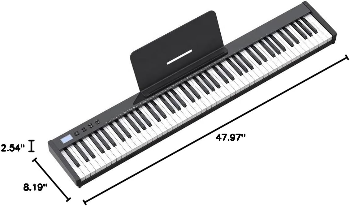 NikoMaku Semi-weighted 88 Keys Piano Keyboard Compact Portable Digital Piano Set for Beginners with Stand, Carrying Case, Sustain Pedal, Headphones, SWAN-S Black