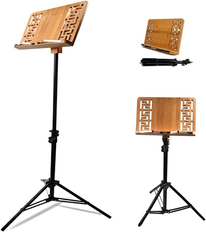 Solid Wood Music Stands Adjustable Height Folding Music Holder with Tripod Base for Guitar Violin Sheet Music Stands (A 28x38cm)