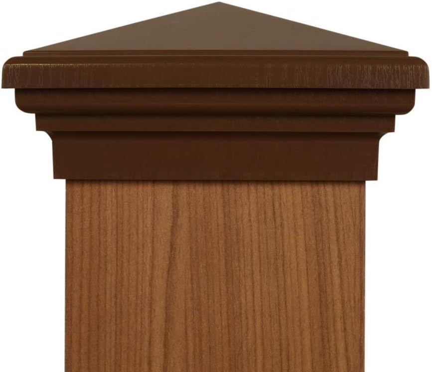 6x6 Pyramid Post caps (14-Pack) Fits Post Measuring 5.5'x5.5' up to 5.75'x5.75'. Made Out of UV Stable Polymer Longest Lasting 6x6 Deck Post Cap on Market. Made by Atlanta Post Caps (Brown)