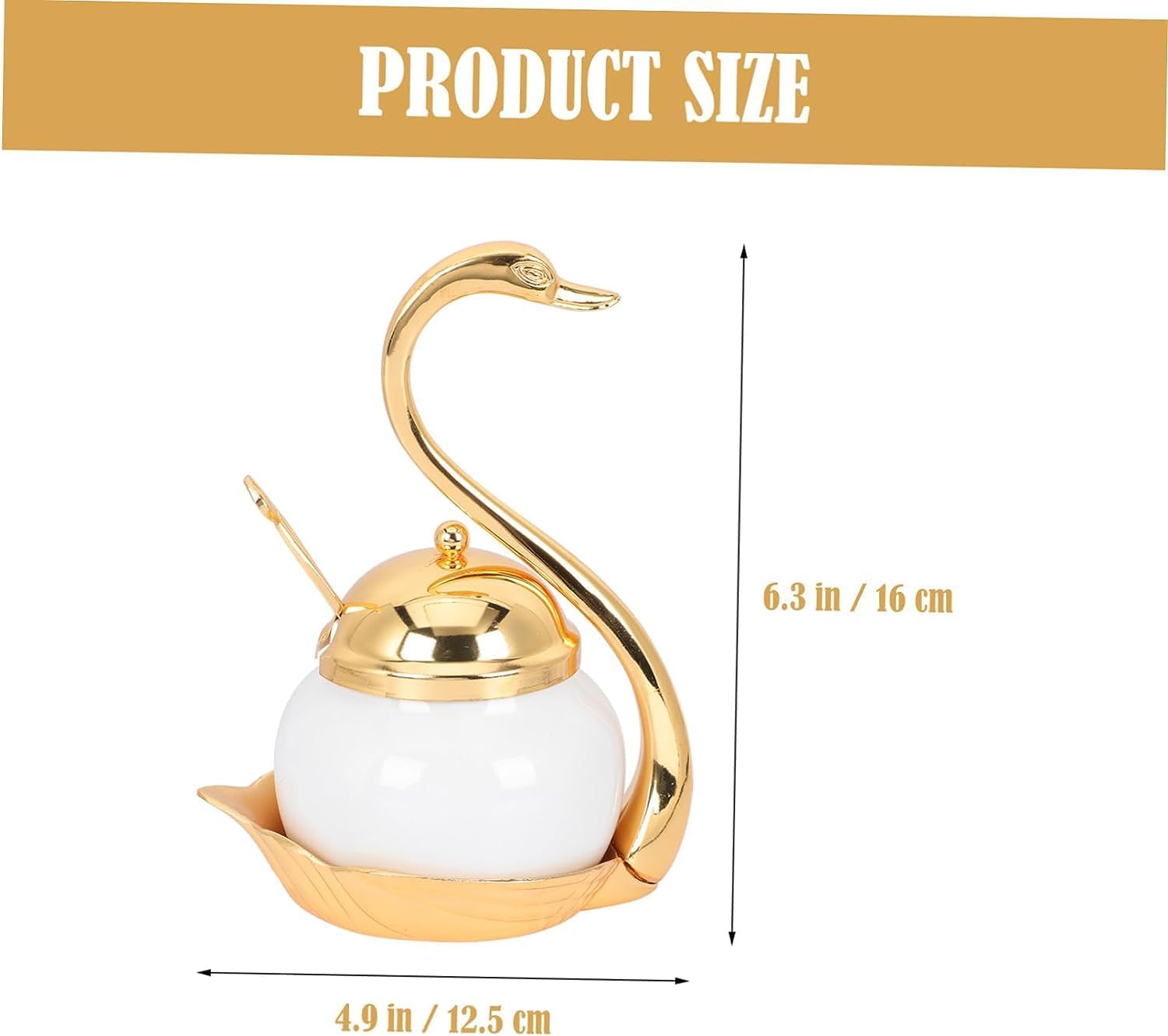 Seasoning box, Spice Jar Set Swan Condiment Container Set With Lid Spoon Metal Ceramic Sugar Bowl Seasoning Box Set Kitchen Condiment Pot Condiment Jar Spice ( Color : G ( Color : Gold , Size : 3pcs )