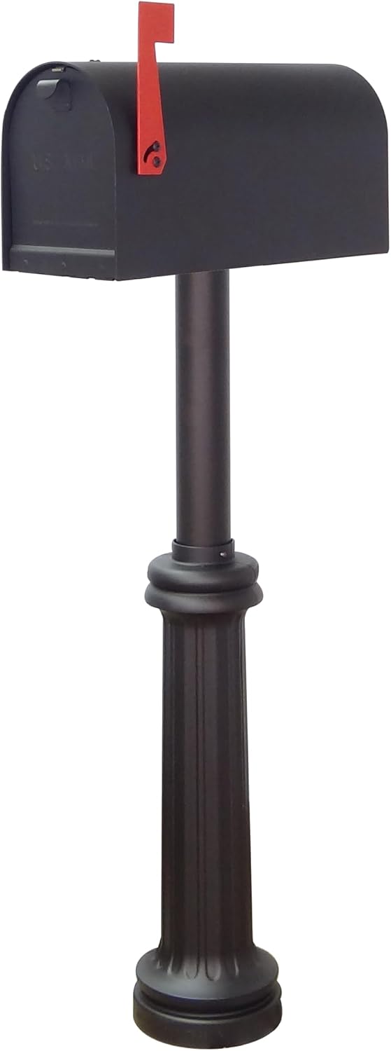 Special Lite Titan Steel Curbside Mailbox with Bradford Post - Black Aluminum Mailbox with Direct Burial Post - SCH1016S-SPK590-BLK