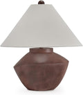 Signature Design by Ashley Honsworth Mid Century Modern Table Lamp with Empire Shade, Dark Brown