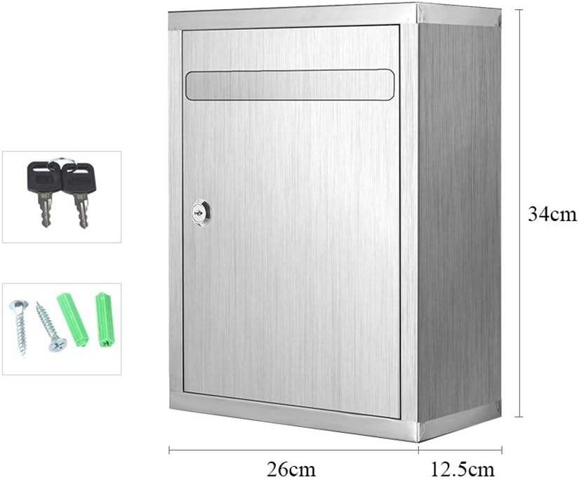Post Box, Wall Mounted Aluminum Alloy Mailbox Modern Suggest Fundraising Durable Security Letterboxes with 2 Keys for Outside Wall, Wedding (Color : C)