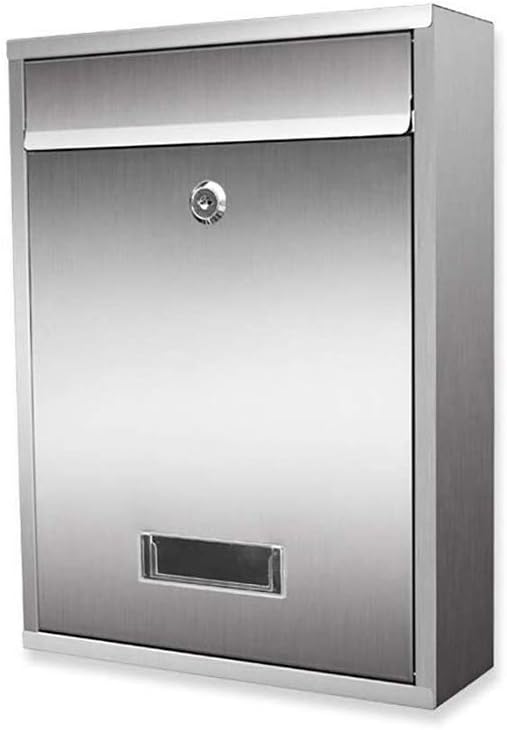 Letterboxes Locking Mailboxes Wall Mounted Vertical Key Lock Drop Mail Box Stainless Steel Cover Rust-Proof Metal Post Box