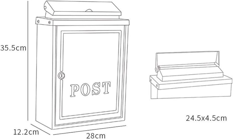 Letterboxes Wall-Mount Mailbox Retro Vintage Outdoor Wall Mounted Mail Box Post Box Secure Letterbox Outside Mailboxes (A) (A)