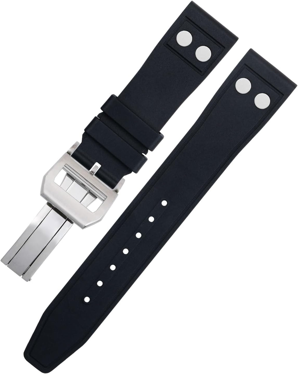 20MM 21MM Nature Fluororubber FKM Rubber With Rivet Watchband For IWC Strap Big Pilot Mark Portugieser TOP GUN Soft Wristband