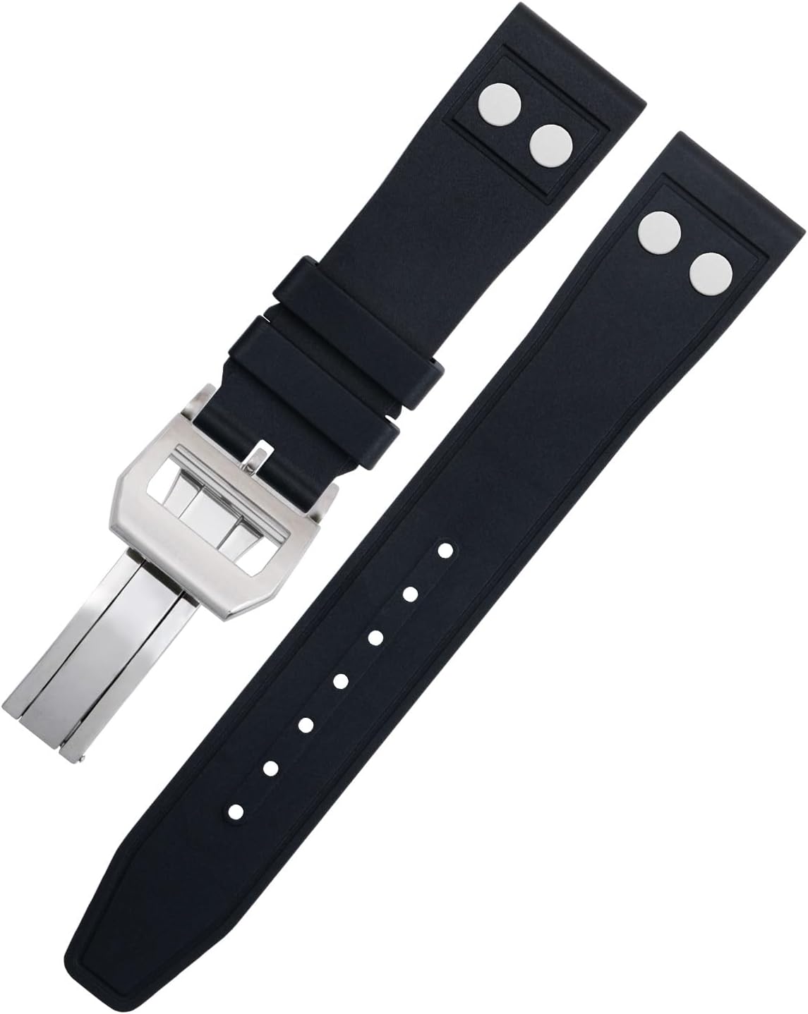 20MM 21MM Nature Fluororubber FKM Rubber With Rivet Watchband For IWC Strap Big Pilot Mark Portugieser TOP GUN Soft Wristband