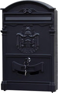 Mailboxes for Outside, Wall Mount Locking Mailbox, Vintage Large Capacity Mail Box, Security Mail Letter Metal Mailbox, for Outside(Black)