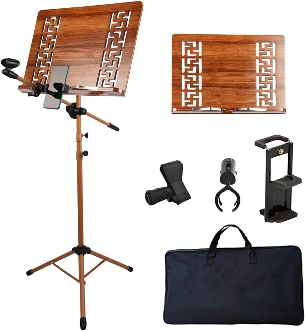 Wooden Sheet Music Stand for Piano Violin Guitar Drums - 28'-71' Adjustable Compact Collapsible Floor Standing Music Stand, Easy to Assemble (Size : Style 1)