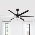84 Inch Ceiling Fans with Lights and Remote, Industrial High CFM Ceiling Fans for Living Room Shop Garage, 6609LM Super Bright LED, 6 Aluminum Blades, Reversible Quiet DC Motor, Matte Black