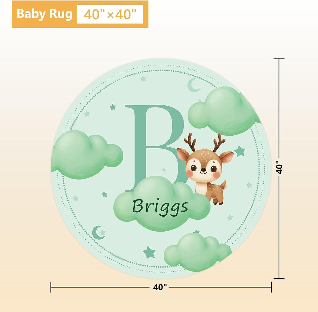 Terwex Personalized Crib Bedding Set, 5 Pcs Custom Nursery Bedding Sets with Name, Infant Bedding Set for Baby Girl Boy, Green Deer Double Layer Baby Crib Set, Toddlers Babies Kids Customized Gifts