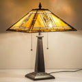 Tiffany Table Lamp,Mission Style Stained Glass Table Light,Antique Style 16 inch Large Desk Lamp,2 Lights Vintage Beside Reading Lamp for Living Room Bedroom Office