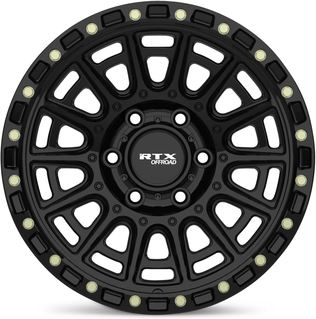 17x8.5 inch Custom Wheel - Gloss Black with Milled Rivets Offroad Aluminum Alloy Rim Offroad Bolt- Pattern 6x139.7 mm Offset 10 mm