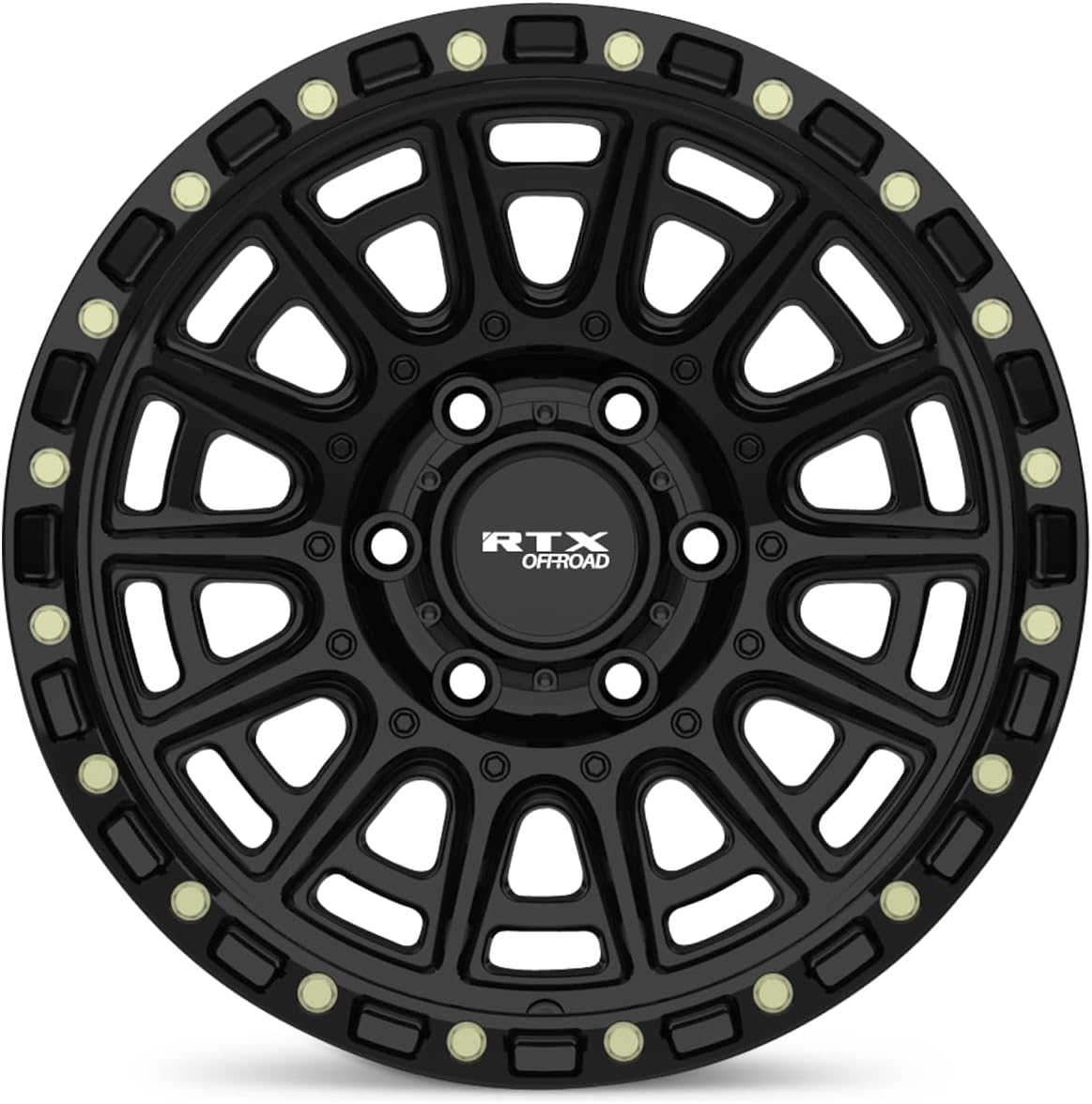 17x8.5 inch Custom Wheel - Gloss Black with Milled Rivets Offroad Aluminum Alloy Rim Offroad Bolt- Pattern 6x139.7 mm Offset 10 mm