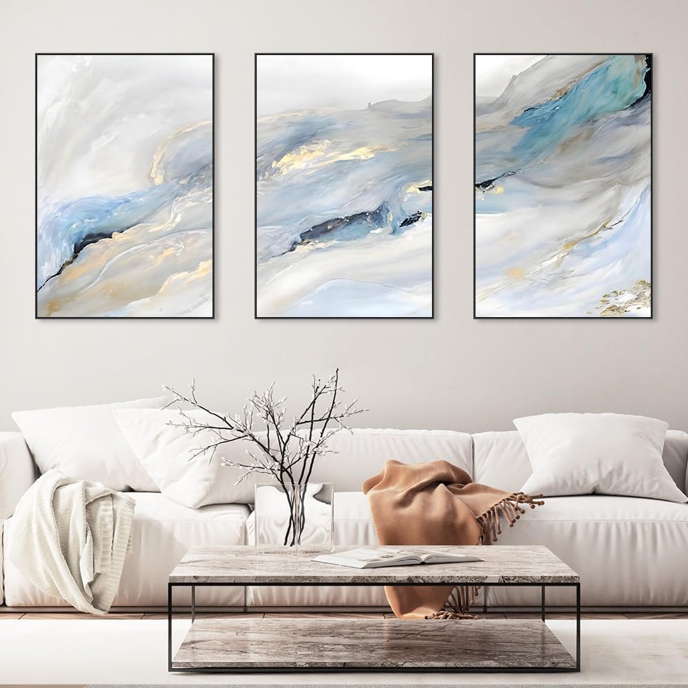 Framed Canvas Wall Art for Living Room,Wall Decorations for Bedroom Office Wall Decor Abstract Minimalist Painting,Large Wall Art Pictures 3 Piece Ready To Hang for Modern Home Decor