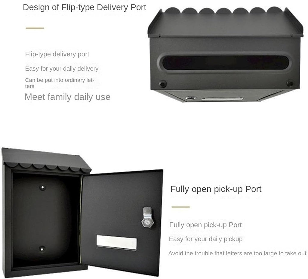 Letterbox Outdoor Lockable Metal Mailboxes Wall Mounted with Key for Home Decoration Post Box