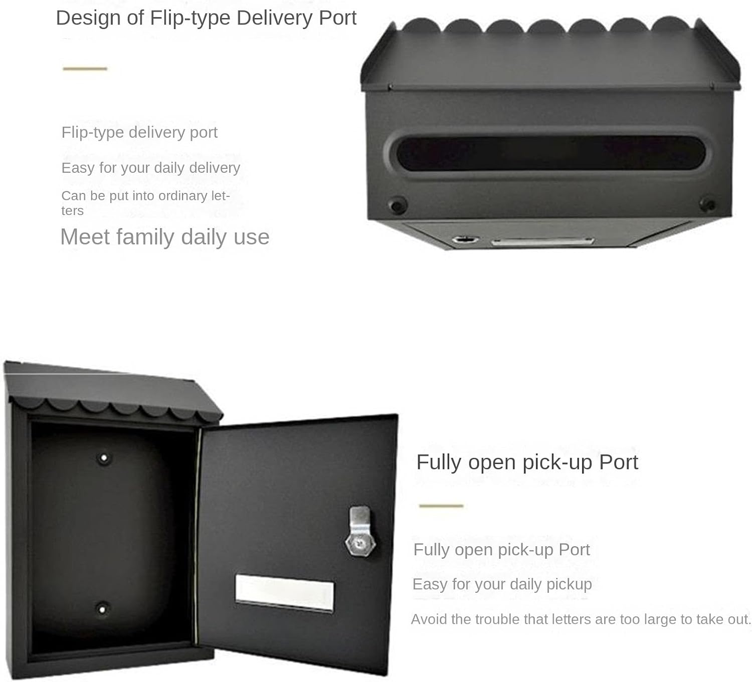 Letterbox Outdoor Lockable Metal Mailboxes Wall Mounted with Key for Home Decoration Post Box