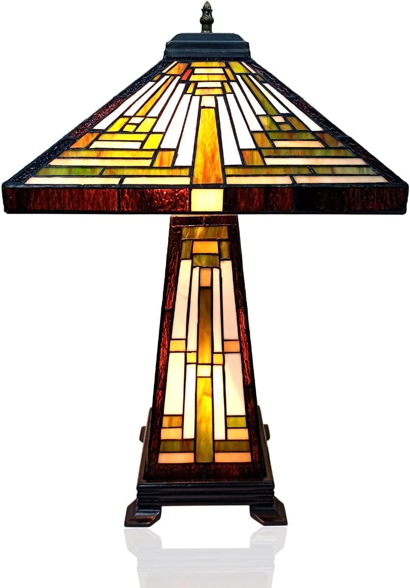 Premium Tiffany Lamp Shade, Mission Lampshades, Stained Glass Square Lampshade, 14 Inches Wide, Lampshade for Table Lamp