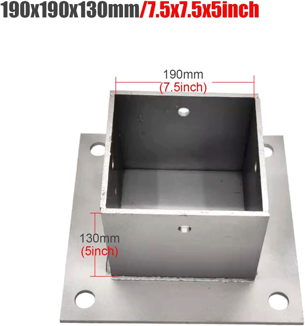 2 Pack Square Column Base Plate - Heavy Duty Wood Fence Post Anchor with Installation Kit, Metal Bolt Down Bracket for Concrete, Deck, Pergola & Mailbox (190x190mm/7.5x7.5in)