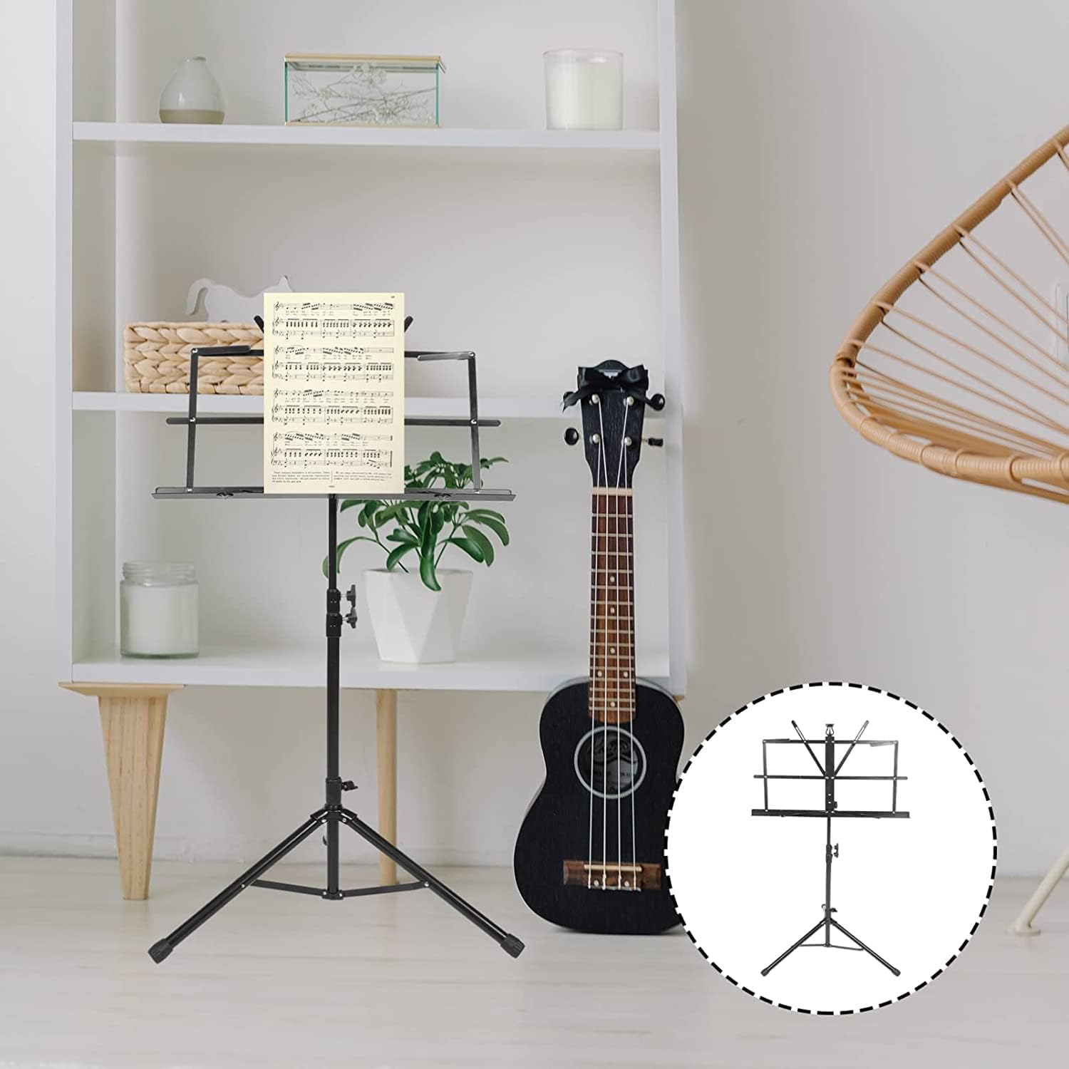 Portable Music Stands Adjustable Height Music Holder Portable Folding Sheet Music Stands Ukulele Violin Book Stands