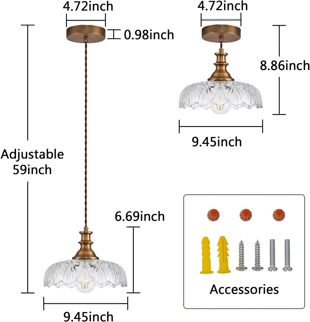 HDDFL Vintage Pendant Lights Fixture Modern Pendant Lighting Fixtures Hanging Lamp for Kitchen Island Bedroom Living Room Hallway 2 Pack