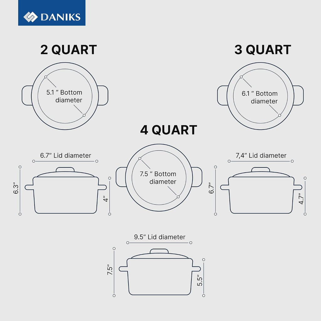 Daniks Classic 12-Piece Stainless Steel Cookware Set with Glass Lids, Includes Saucepan and Frying Pan with Lid, Tri-Ply Bases for Even Heating, Induction Compatible, Dishwasher Safe