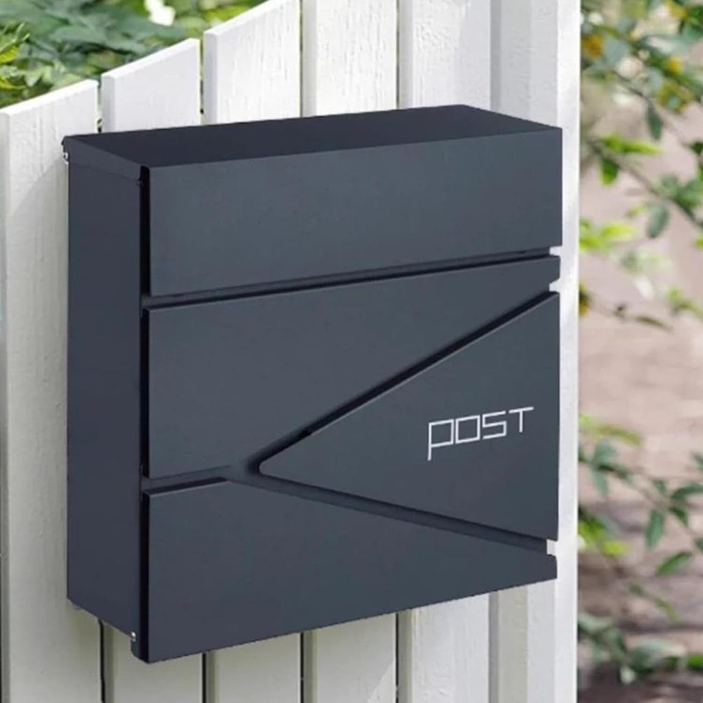 Wall-Mount Mailbox, Brushed Stainless Steel Panel, Rust Resistant Large Capacity House Mailbox, Modern Drop Mailboxes for Outside, Metal Post Box(H)